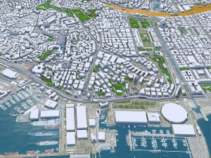 Genoa downtown city Italy 8km 3D Model