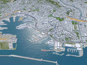 Genoa downtown city Italy 8km 3D Model