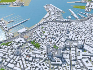 Genoa downtown city Italy 8km 3D Model