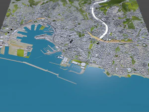 Genoa downtown city Italy 8km 3D Model