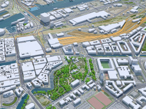 Gothenburg downtown city Sweden 7km 3D Model