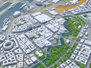 Gothenburg downtown city Sweden 7km 3D Model