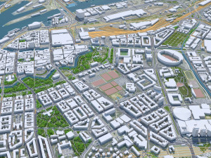 Gothenburg downtown city Sweden 7km 3D Model