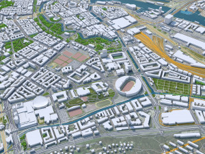 Gothenburg downtown city Sweden 7km 3D Model