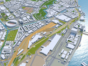 Gothenburg downtown city Sweden 7km 3D Model