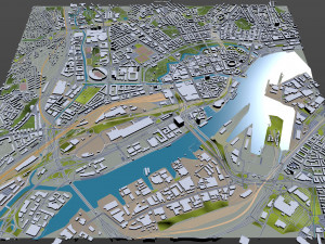 Gothenburg downtown city Sweden 7km 3D Model