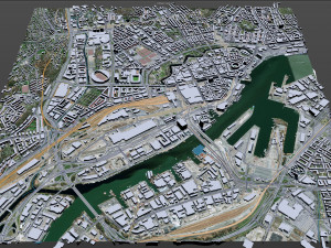 Gothenburg downtown city Sweden 7km 3D Model