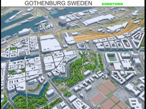 Gothenburg downtown city Sweden 7km 3D Model