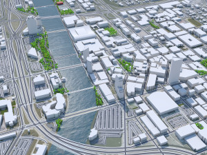 Grand Rapids downtown city Michigan USA 5km 3D 模型