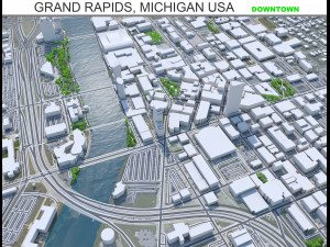 Grand Rapids downtown city Michigan USA 5km 3D Model