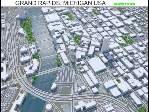 Grand Rapids downtown city Michigan USA 5km 3D Model