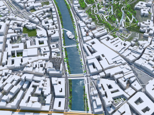 Graz downtown city Austria 6km 3D Model