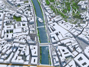 Graz downtown city Austria 6km 3D Model
