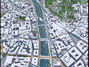 Graz downtown city Austria 6km 3D Model