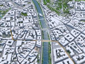 Graz downtown city Austria 6km 3D Model