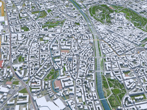 Graz downtown city Austria 6km 3D Model