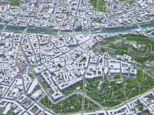 Graz downtown city Austria 6km 3D Model