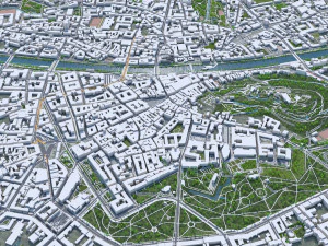 Graz downtown city Austria 6km 3D Model
