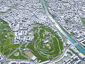 Graz downtown city Austria 6km 3D Model