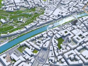 Graz downtown city Austria 6km 3D Model