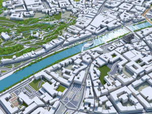 Graz downtown city Austria 6km 3D Model