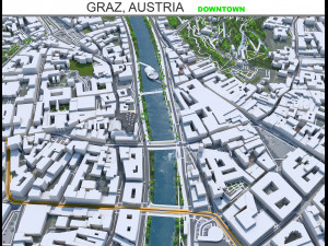 Graz downtown city Austria 6km 3D Model
