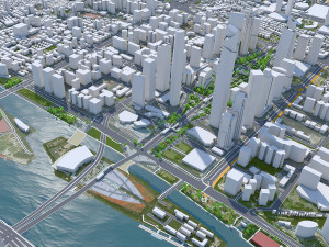 Guangzhou downtown city China 7km 3D Model