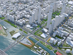 Guangzhou downtown city China 7km 3D Model