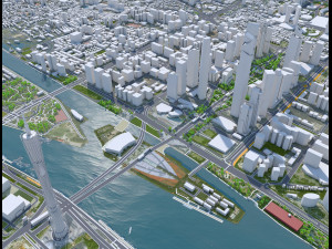 Guangzhou downtown city China 7km 3D Model