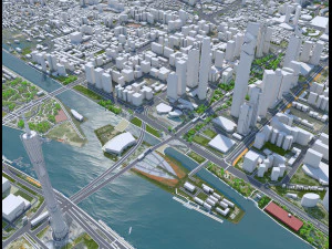 Guangzhou downtown city China 7km 3D Model