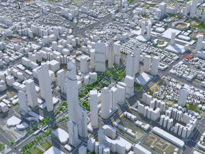 Guangzhou downtown city China 7km 3D Model