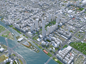 Guangzhou downtown city China 7km 3D Model