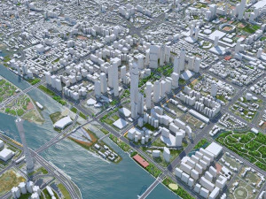 Guangzhou downtown city China 7km 3D Model