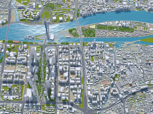 Guangzhou downtown city China 7km 3D Model