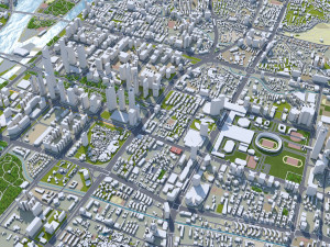 Guangzhou downtown city China 7km 3D Model