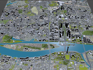 Guangzhou downtown city China 7km 3D Model