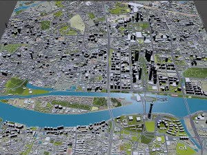 Guangzhou downtown city China 7km 3D Model
