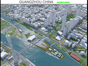 Guangzhou downtown city China 7km 3D Model