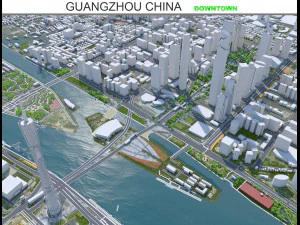 Guangzhou centrum stad China 7 km 3D Model