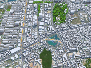 Gwangju downtown city South Korea 8km 3D Modell