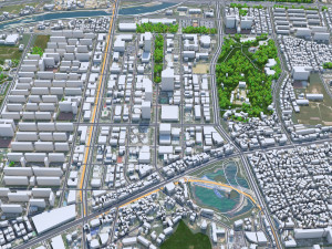 Gwangju downtown city South Korea 8km 3D Modell