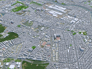 Gwangju downtown city South Korea 8km 3D Modell