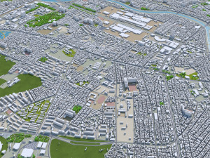 Gwangju downtown city South Korea 8km 3D Modell