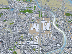 Gwangju downtown city South Korea 8km 3D Modell