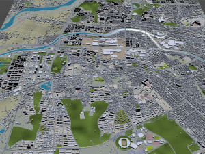 Gwangju downtown city South Korea 8km 3D Modell