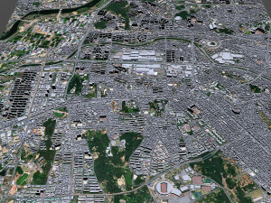 Gwangju downtown city South Korea 8km 3D Modell
