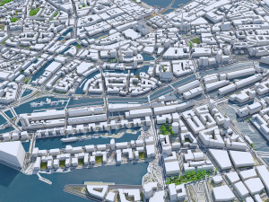 Hamburg downtown city Germany 8km 3D Model