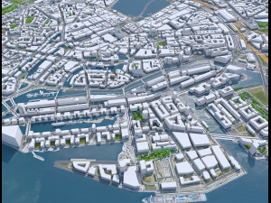 Hamburg downtown city Germany 8km 3D Model