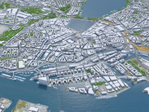 Hamburg downtown city Germany 8km 3D Model