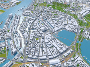 Hamburg downtown city Germany 8km 3D Model